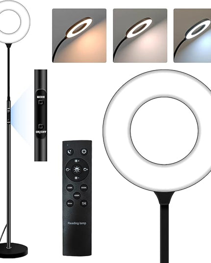 LED Floor Lamp,Tall Standing Floor Lamps for Living Room, Color Temperature & Brightness with Remote & Touch Control,Adjustable Gooseneck Reading Floor Lamp for Bedroom Office … - LeafyLoom