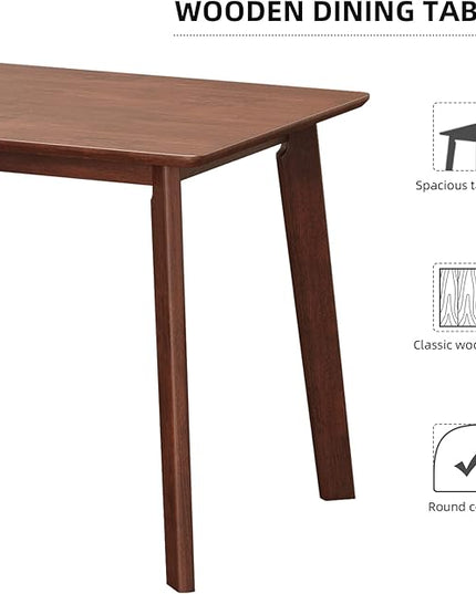 NicBex Dining Room Table Set for 4 Kitchen Table and Chairs 5 Pieces Dining Table Set 1 Dining Table and 4 Chairs Rustic Retro Solid Rubberwood Table for Home, Antique Brown - LeafyLoom