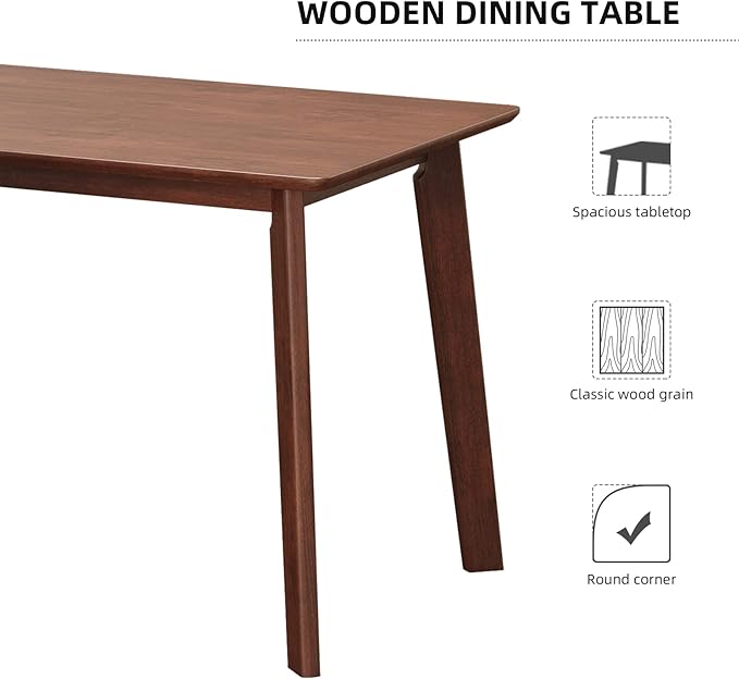 NicBex Dining Room Table Set for 4 Kitchen Table and Chairs 5 Pieces Dining Table Set 1 Dining Table and 4 Chairs Rustic Retro Solid Rubberwood Table for Home, Antique Brown - LeafyLoom