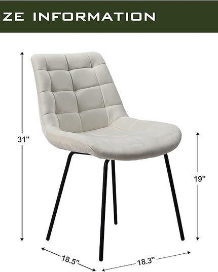 NicBex Velvet Dining Chairs, Upholstered Reception Chairs, Tufted Accent Chair with Metal Legs for Home Kitchen, Living Room, Set of 2, White - LeafyLoom