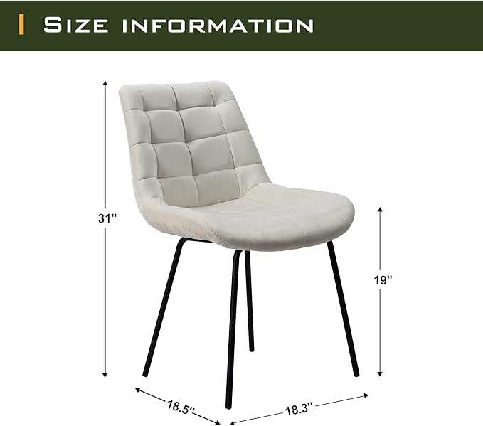 NicBex Velvet Dining Chairs, Upholstered Reception Chairs, Tufted Accent Chair with Metal Legs for Home Kitchen, Living Room, Set of 2, White - LeafyLoom