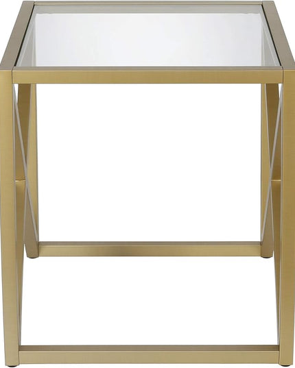 Henn&Hart Calix Side Table, 20" Wide, Gold - LeafyLoom