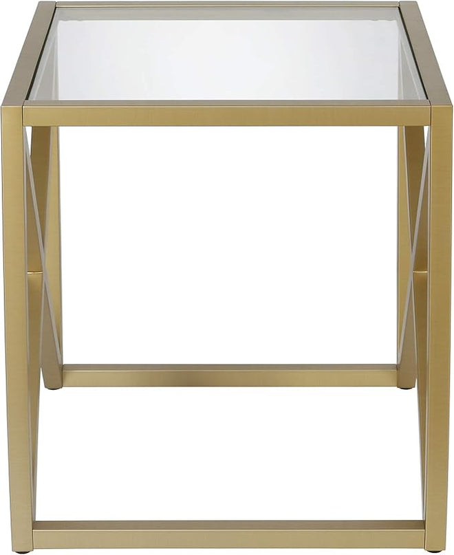 Henn&Hart Calix Side Table, 20" Wide, Gold - LeafyLoom