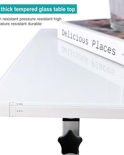 Adjustable Height Standing Desk, Writable Tempered Glass Desktop with Eraser, 360° Flip, Wheels and Bag– Ideal for Small Spaces and Home Offices, 24 in, White(Adjustable Height: 32-47 in) - LeafyLoom