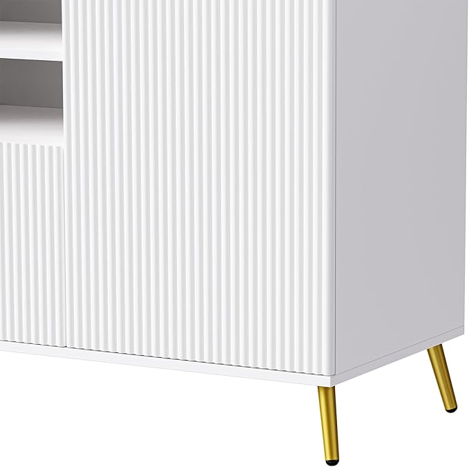 113Inch Entertainment Wall Unit with Bridge, TV Stand Media Console Table with 13 Shelves,8 Drawers and 2 Cabinets for Living Room, White - LeafyLoom