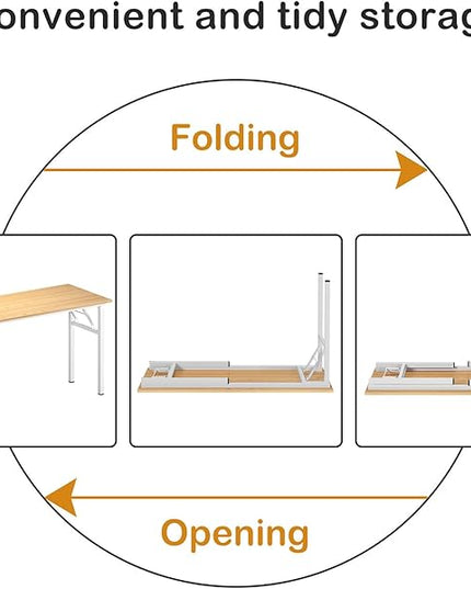 Need Home Office Desk Large Computer Desk 60 inch Sturdy Table Foldable Desk Gaming Computer Table No Assembly Required, Teak&White Frame AC5BW(152.4 * 60) - LeafyLoom