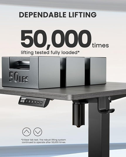 ErGear Height Adjustable Electric Standing Desk, 44 x 24 Inches Small Sit Stand up Desk, Memory Computer Home Office Desk (Grey) - LeafyLoom