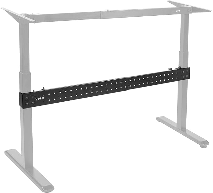 VIVO Black Universal Steel Clamp-on Desk Stabilizer Bar, 36 to 61.6 inch Bracket Support System for Sit to Stand Desk Frames, DESK-STB01B - LeafyLoom