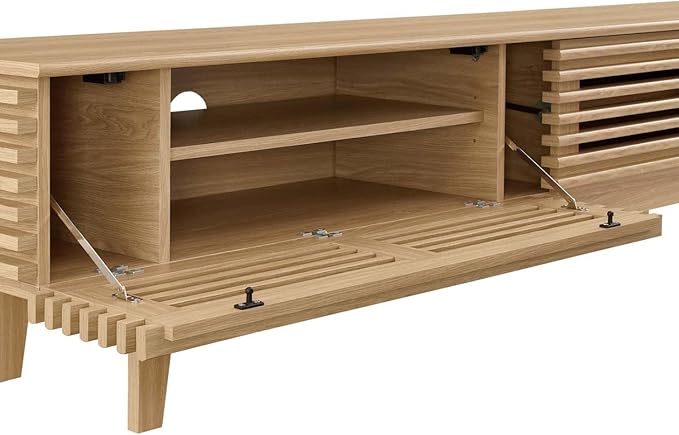 Modway Render Mid-Century Modern Low Profile 71 Inch TV Stand in Oak, 71" - LeafyLoom