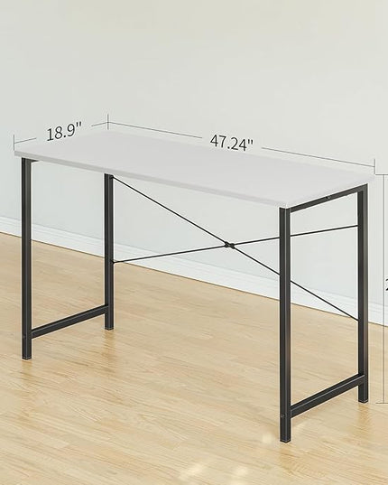 BANTI Computer Desk, 47 inch Home Office Desk, Modern Simple Style PC Table for Home, Office, Study, Writing, White - LeafyLoom