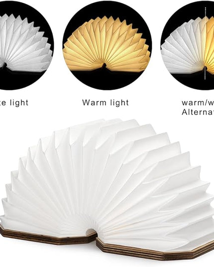 Originality Folding Accordion Lamp, Portable Wooden Desk Lamp, Ambient Lighting, Creative LED Paper Lantern with USB for (Walnut) - LeafyLoom