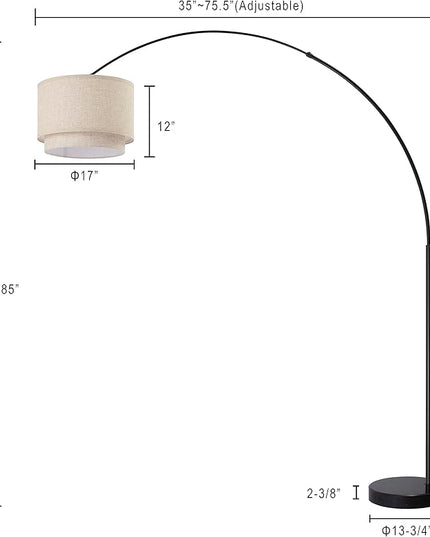 Arc Floor Lamp Modern 81" Tall Standing Lamps for Living Room - Stand Up Arching Lamp (6938DS-BEIGE) - LeafyLoom