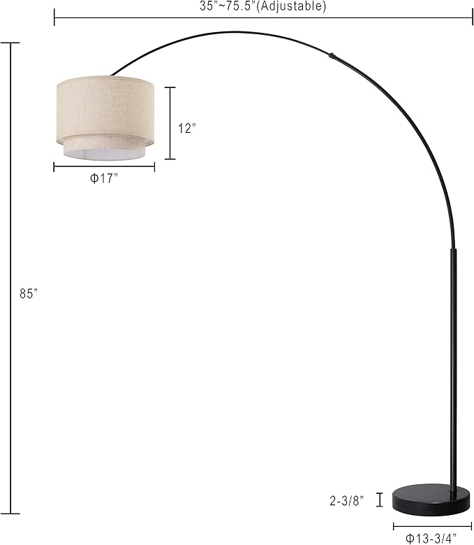 Arc Floor Lamp Modern 81" Tall Standing Lamps for Living Room - Stand Up Arching Lamp (6938DS-BEIGE) - LeafyLoom