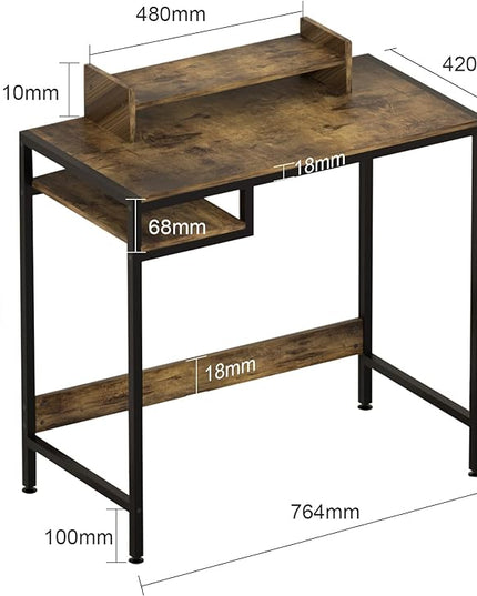 Computer Desk - 32 Inch Home Office Desk with Storage, Gaming Desk with Monitor Stand, Modern Simple Study Table, Adjustable Storage Space, Rustic - LeafyLoom