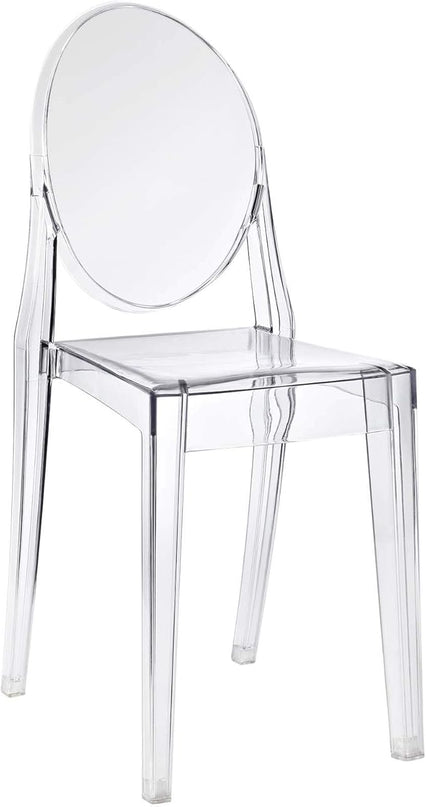 Modway Casper Modern Acrylic Stacking Kitchen and Dining Room Chair in Clear - Fully Assembled - LeafyLoom