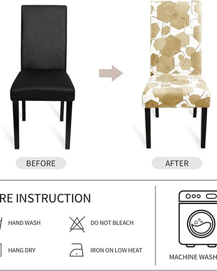 Gibelle Dining Room Chair Covers Set of 4, Soft Stretch Kitchen Chair Covers Slipcover Protector, Removable Washable Geometric Parson Chair Covers 4 Pack, Parmesan Gibelle