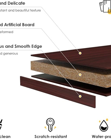 Farini Mahogany Bookshelf for Bedroom 5 Shelf Office Bookcase 60 Inches Tall Modern Wood Bookshelf for Living Room 5 Tier Wide Manga Bookshelf Library Bookcase - LeafyLoom