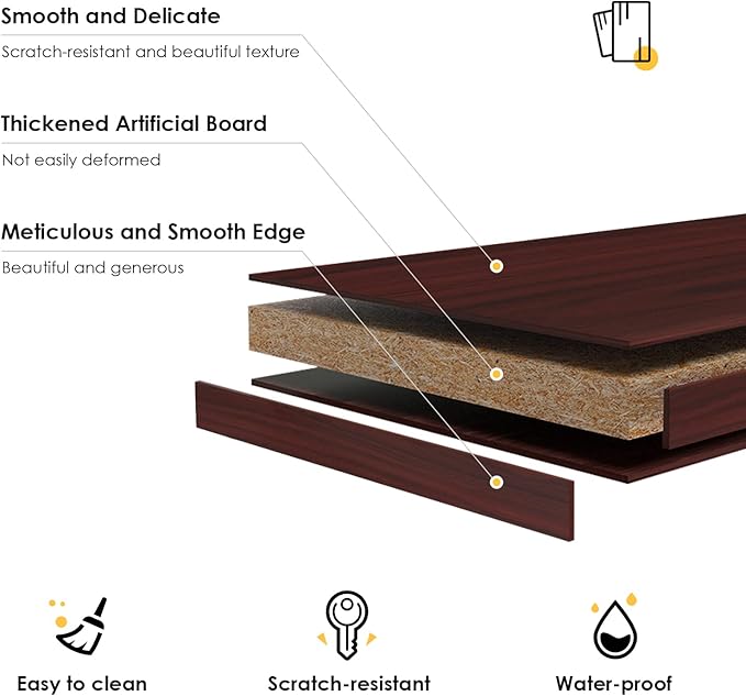 Farini Mahogany Bookshelf for Bedroom 5 Shelf Office Bookcase 60 Inches Tall Modern Wood Bookshelf for Living Room 5 Tier Wide Manga Bookshelf Library Bookcase - LeafyLoom