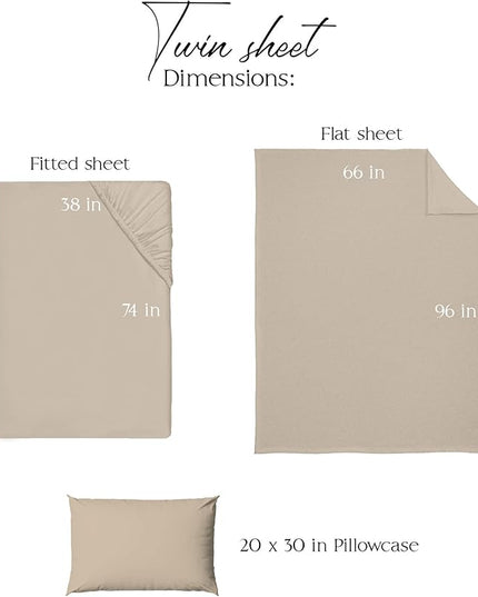 Northwest Ashford Home Essentials Bedding, 3 Piece Twin Size Sheet Set, Sand Dollar Taupe - LeafyLoom