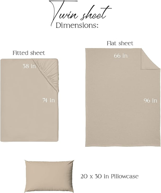 Northwest Ashford Home Essentials Bedding, 3 Piece Twin Size Sheet Set, Sand Dollar Taupe - LeafyLoom
