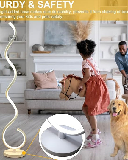 Spiral LED Floor Lamp, 40W Dimmable Floor Lamps for Living Room with Remote Control, Stepless Adjustable Colors & Brightness Standing Lamp Reading Corner Floor Lamp for Bedroom, Office -White - LeafyLoom