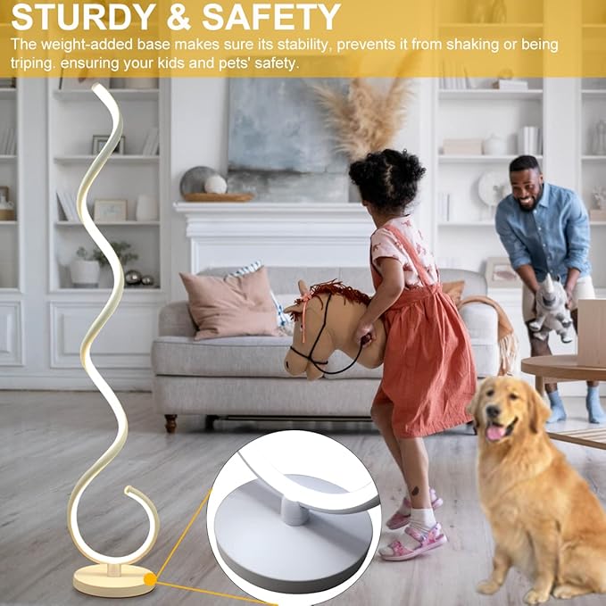 Spiral LED Floor Lamp, 40W Dimmable Floor Lamps for Living Room with Remote Control, Stepless Adjustable Colors & Brightness Standing Lamp Reading Corner Floor Lamp for Bedroom, Office -White - LeafyLoom