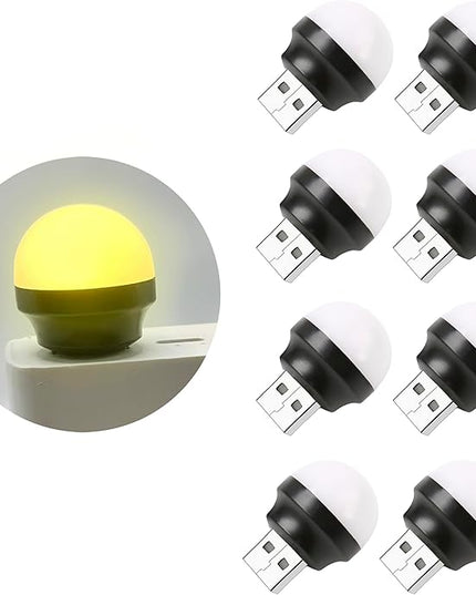 Mini USB Night Lights, LED Plug in Night Light, Flexible LED Ambient Light, Mushroom-Shaped, Bathroom, Hallway, Nursery, Kitchen, Car USB Light (8 Pack,Warm White) - LeafyLoom