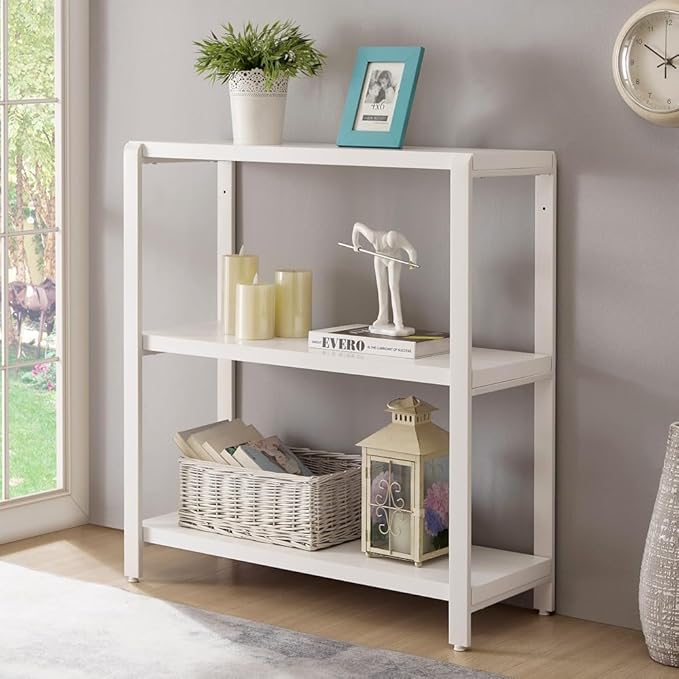 3-tier Bookshelf and Bookcase, Rustic Wood and Metal Book Shelves, Industrial Shelving Unit for Living Room Bedroom, White Oak - LeafyLoom