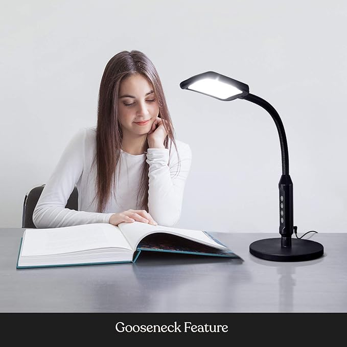Brightech Litespan 2-in-1 LED Floor & Desk Lamp, Adjustable Height, Shades, Neck, Esthetician Light for Lashes, Portable Gooseneck Standing Lamp for Living Room, Dorm, Table - LeafyLoom