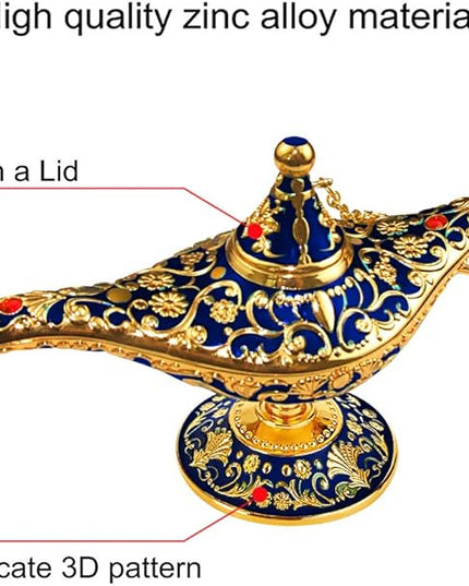 Vintage Legend Aladdin Lamp Magic Genie Wishing Light,Collectable Rare Classic Arabian Costume Props Lamp Tabletop Decor Crafts for Home/Wedding Decoration&Gift for Party - LeafyLoom