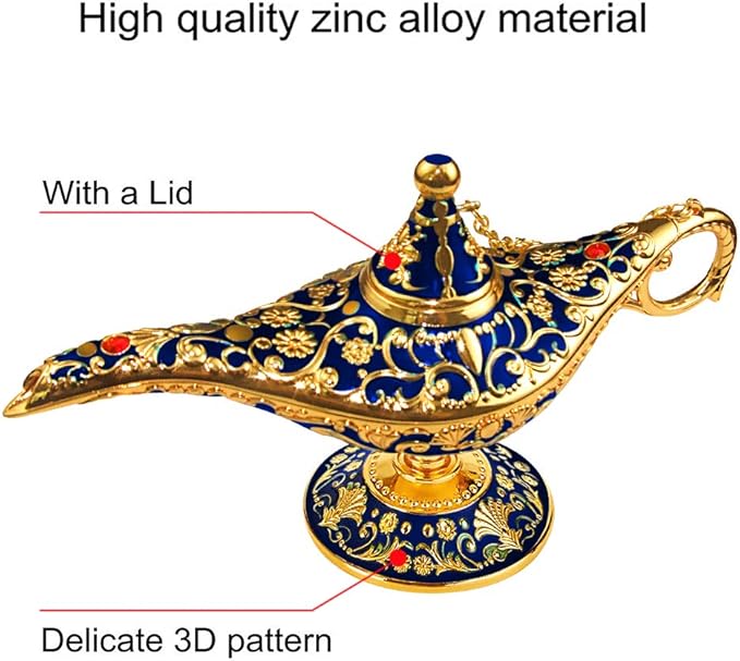 Vintage Legend Aladdin Lamp Magic Genie Wishing Light,Collectable Rare Classic Arabian Costume Props Lamp Tabletop Decor Crafts for Home/Wedding Decoration&Gift for Party - LeafyLoom