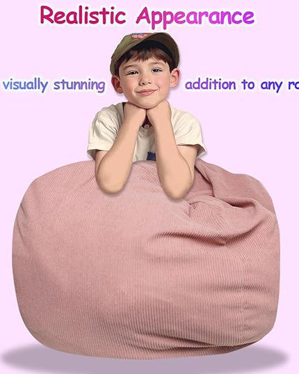 Beanbag Stuffed Animal Storage Organizer Cover Soft Premium Corduroy Removable Washable Stuffable Keep Room Clutter Plush Toys Storage (No Beans) XX-Large - LeafyLoom