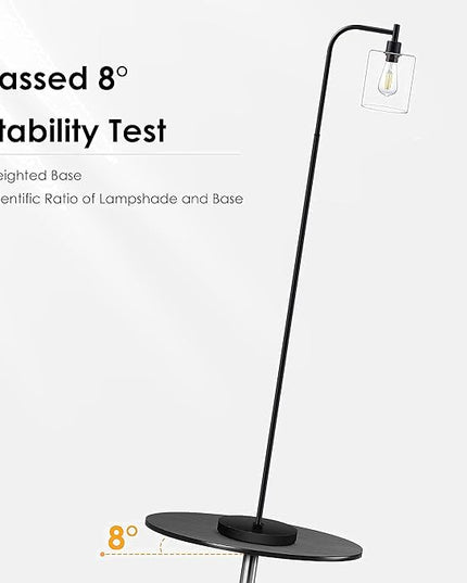BoostArea Standing Lamp with Glass Shade, Modern Industrial Floor Lamp with Foot Switch, Bright 6W LED for Living Room and Bedroom - LeafyLoom