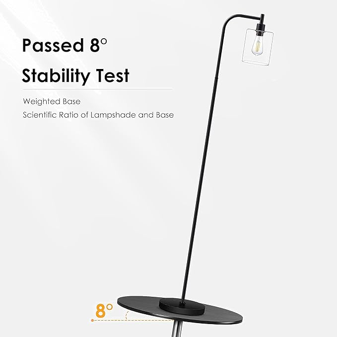 BoostArea Standing Lamp with Glass Shade, Modern Industrial Floor Lamp with Foot Switch, Bright 6W LED for Living Room and Bedroom - LeafyLoom
