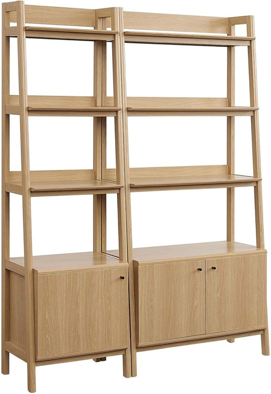 Modway Bookshelf Display Cases in Oak - Set of 2 - LeafyLoom