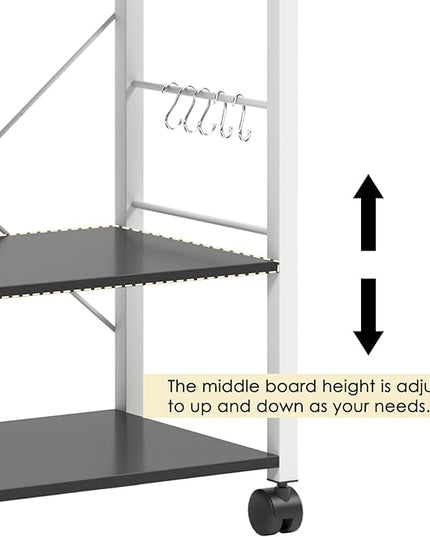 sogesfurniture 3-Tier Kitchen Baker's Rack Utility Shelf Microwave Oven Stand Storage Cart Workstation Shelf 3-Tier Kitchen Utility Cart on Wheels with Storage,Black Brown - LeafyLoom