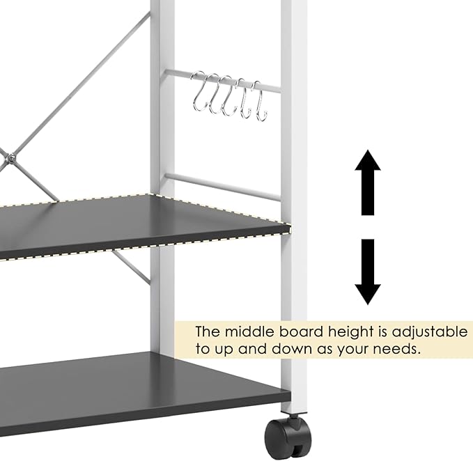 sogesfurniture 3-Tier Kitchen Baker's Rack Utility Shelf Microwave Oven Stand Storage Cart Workstation Shelf 3-Tier Kitchen Utility Cart on Wheels with Storage,Black Brown - LeafyLoom