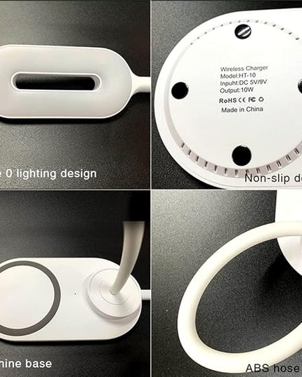 LED Desk Lamp with Wireless Charger, Eye-Protecting Table Lamps with Night Light, USB Charging Port, 3 Color Temperature Modes, Suitable for Home, Office Dimmable Desk Lamp, Bedroom - LeafyLoom