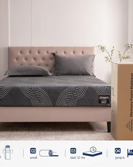 10 Inch Memory Foam Mattress in a Box,Cooling Gel Foam&Pressure Relief,Made in USA,CertiPUR-US Certified,King Size Bed,80" X 76" X 10" - LeafyLoom