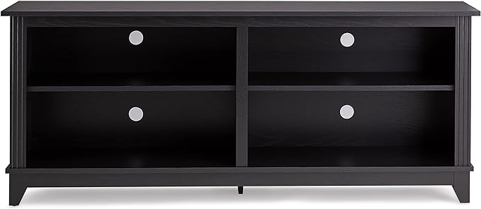 ROCKPOINT 58inch TV Stand Media Console for TV’s up to 65 Inches, Home Living Room Storage Console, Entertainment Center with 4 Open Storage Shelves, Modern TV Console Table (Black) - LeafyLoom