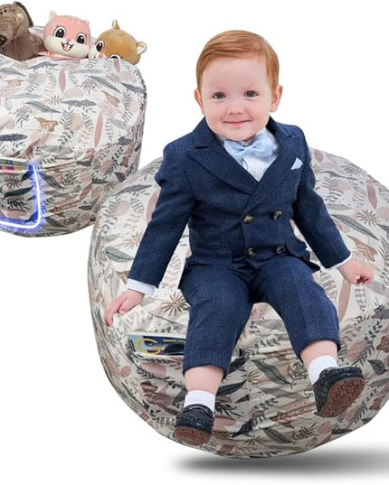 Bean Bag Chair COVER -(NO BEANS) for kids Teens, zipper opening, soft velvet, X-Large (34" leaves) - LeafyLoom