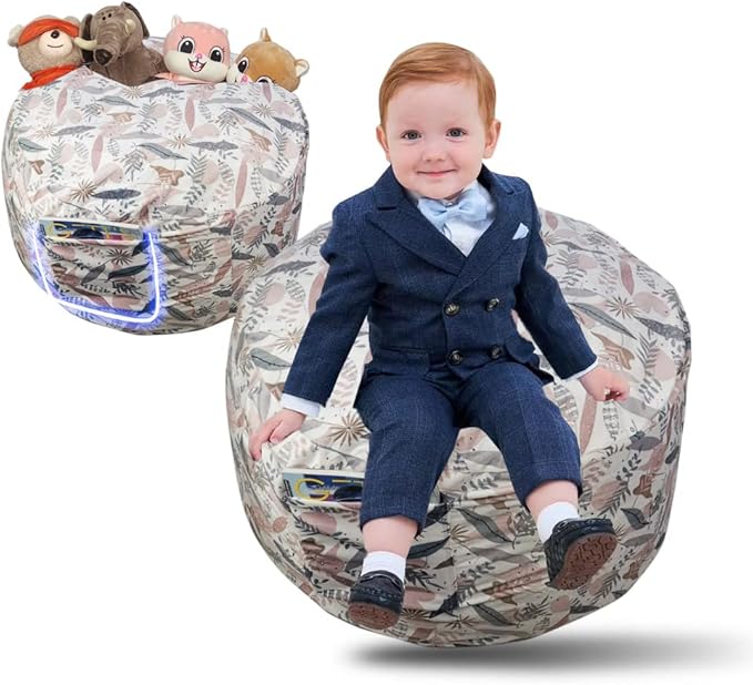 Bean Bag Chair COVER -(NO BEANS) for kids Teens, zipper opening, soft velvet, X-Large (34" leaves) - LeafyLoom