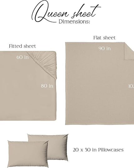 Northwest Ashford Home Essentials Bedding, 4 Piece Queen Size Sheet Set, Sand Dollar Taupe - LeafyLoom