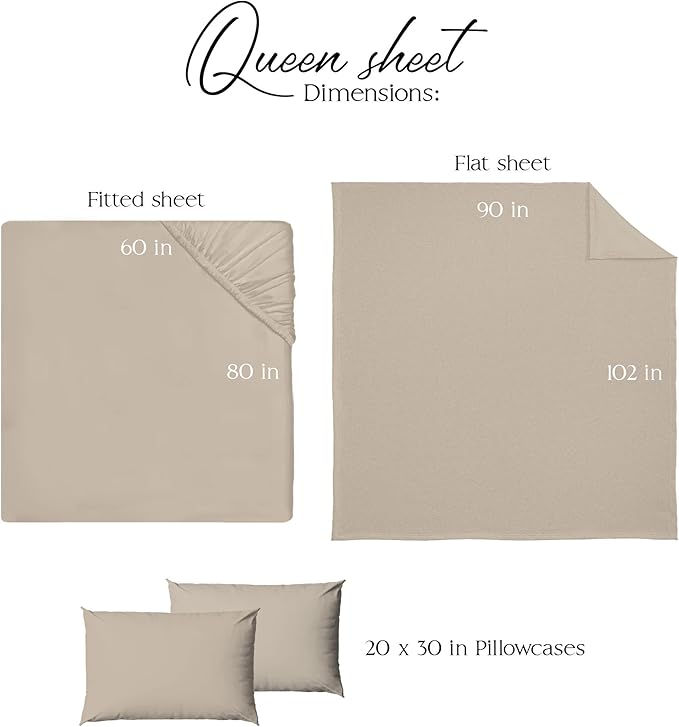 Northwest Ashford Home Essentials Bedding, 4 Piece Queen Size Sheet Set, Sand Dollar Taupe - LeafyLoom