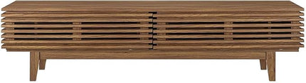 Modway Render 71" Mid-Century Modern Low Profile TV Stand in Walnut, 71 Inch - LeafyLoom