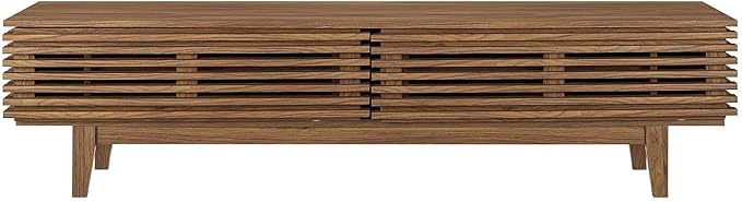 Modway Render 71" Mid-Century Modern Low Profile TV Stand in Walnut, 71 Inch - LeafyLoom