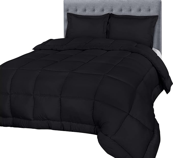 Utopia Bedding Queen Size Comforter Set with 2 Pillow Shams, Bedding Comforter Sets, Down Alternative Black Comforter, Soft and Comfortable, Machine Washable (Pack of 4) - LeafyLoom