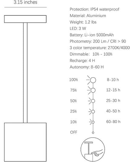 2 Pack Cordless Table Lamp Rechargeable Outdoor Waterproof Portable Battery Operated LED Table Light - for Home Restaurant Desk Bar Patio Kitchen Dinning Party (Gold) - LeafyLoom
