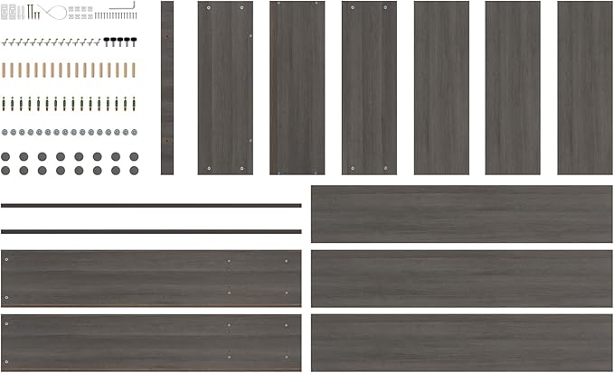 STARY 5 Shelf Carbon Black Bookcase 60 inch Tall Wood Bookshelf for Bedroom - LeafyLoom