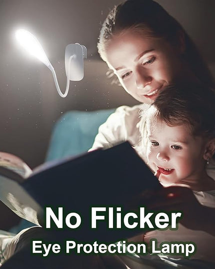 LED Desk Lamp Eye-caring Clamp Light Clamp Lamps Reading Lights with USB Port, 360°Flexible Gooseneck Bed Night Light (Include AC Power Plug) - LeafyLoom